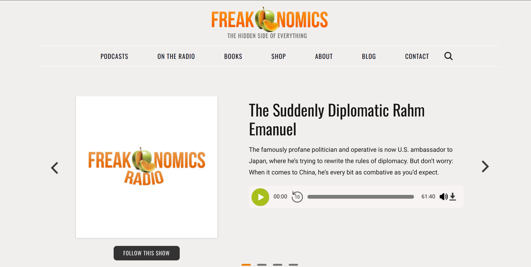 Freakonomics Radio Podcast Website Example