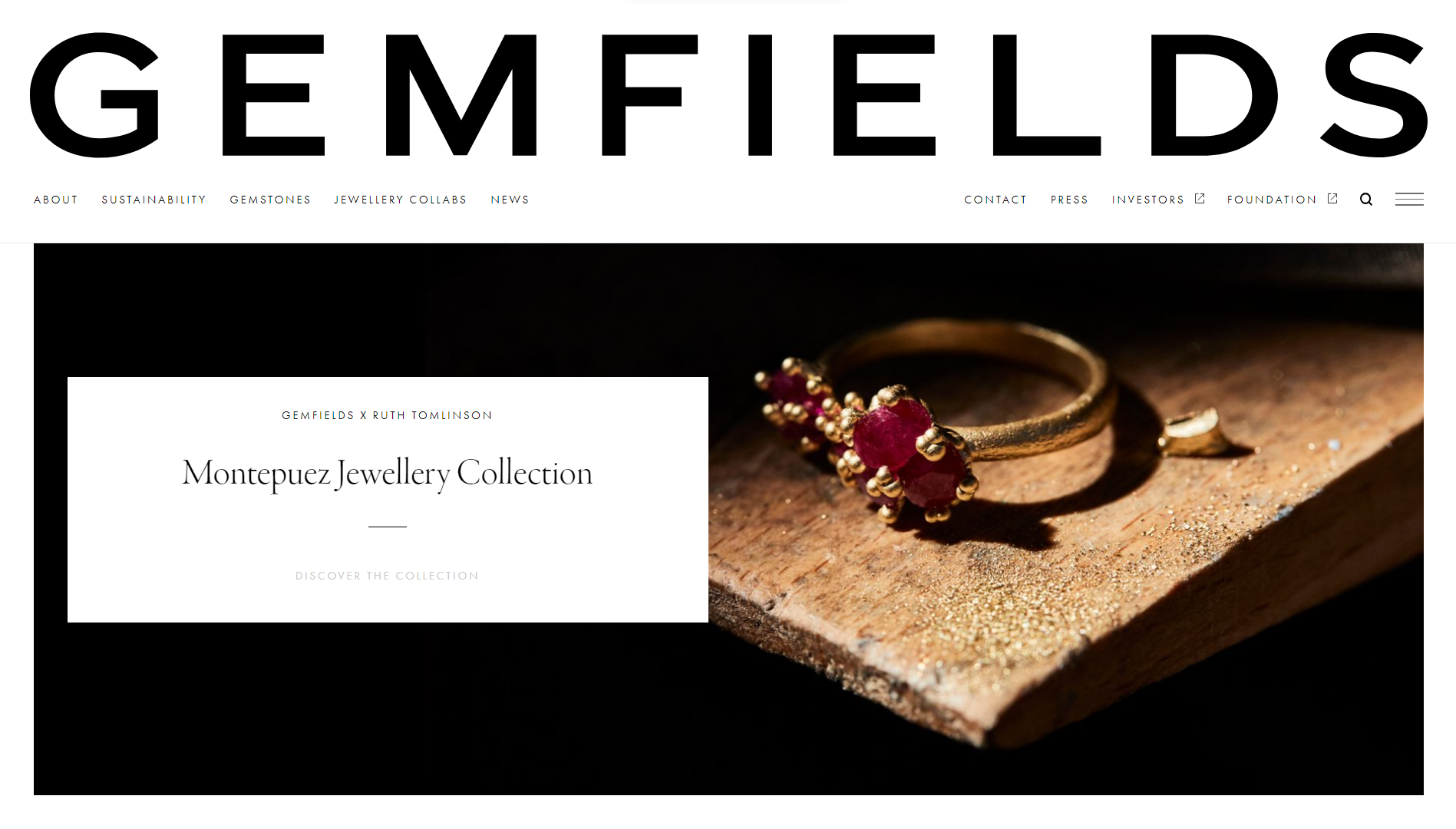 Gemfields Jewelry Website Example