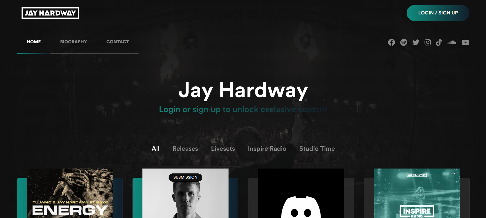 Jay Hardway Musician Website Examples