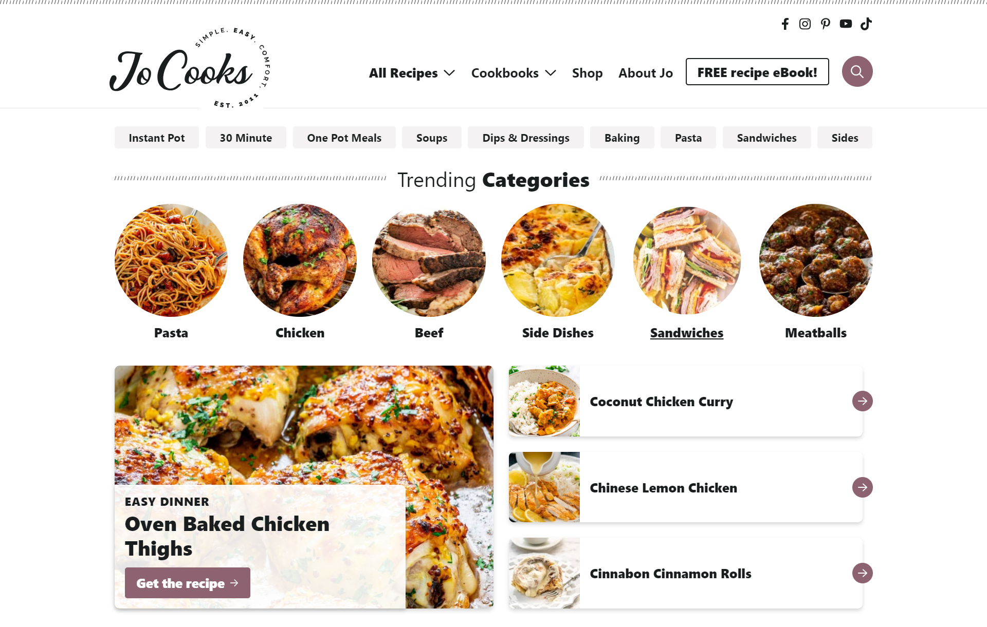 Jo Cooks Food Website Example