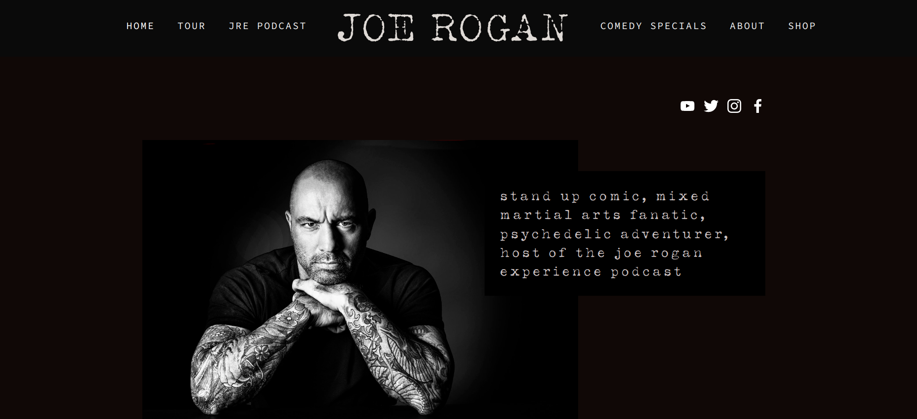 Joe Rogan Podcast Website Example