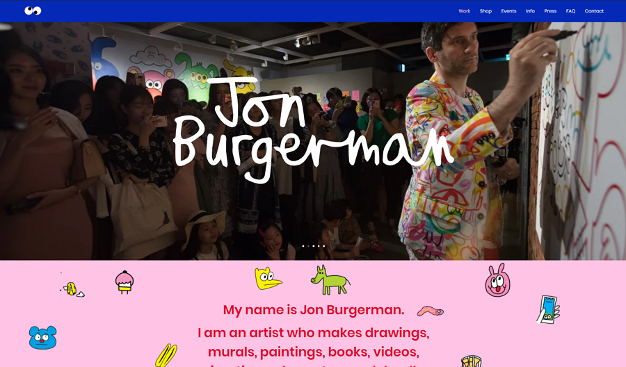 https://10web.io/blog/wp-content/uploads/sites/2/2023/10/Jon-Burgerman-Artist-Website-Example.png