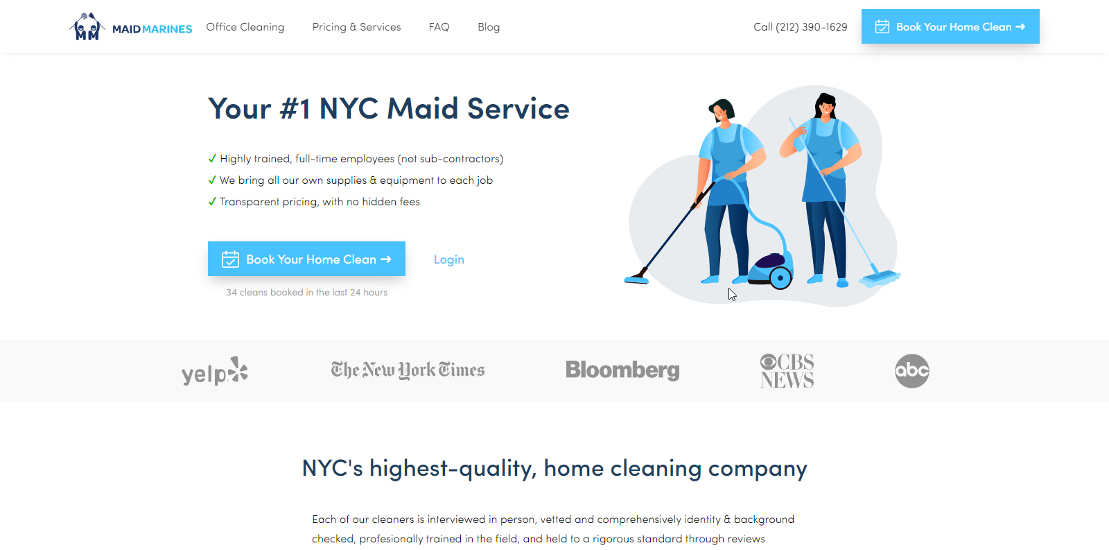 Maid Marines Cleaning Service Website Example