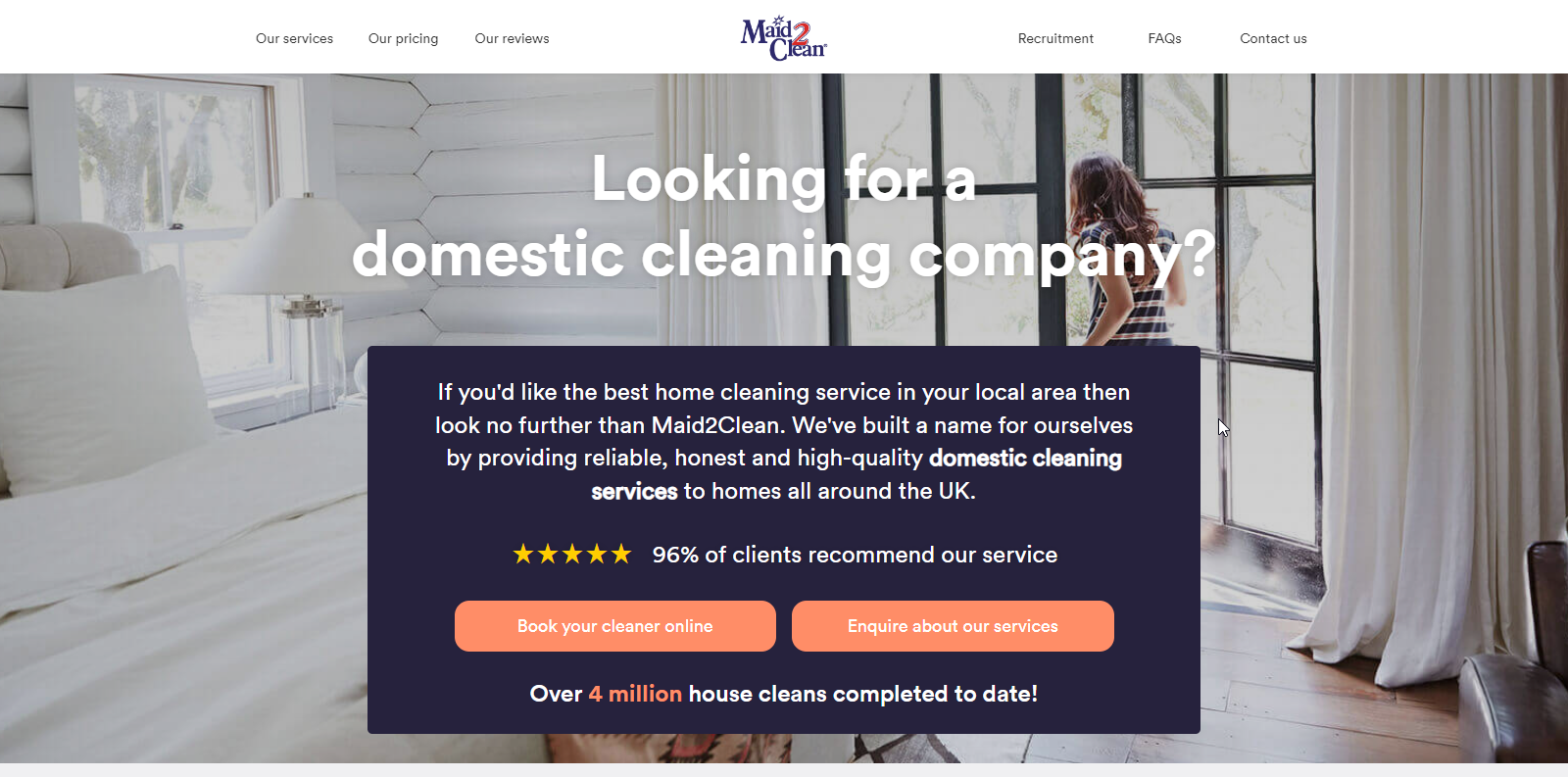 Maid2Clean Cleaning Service Website Example