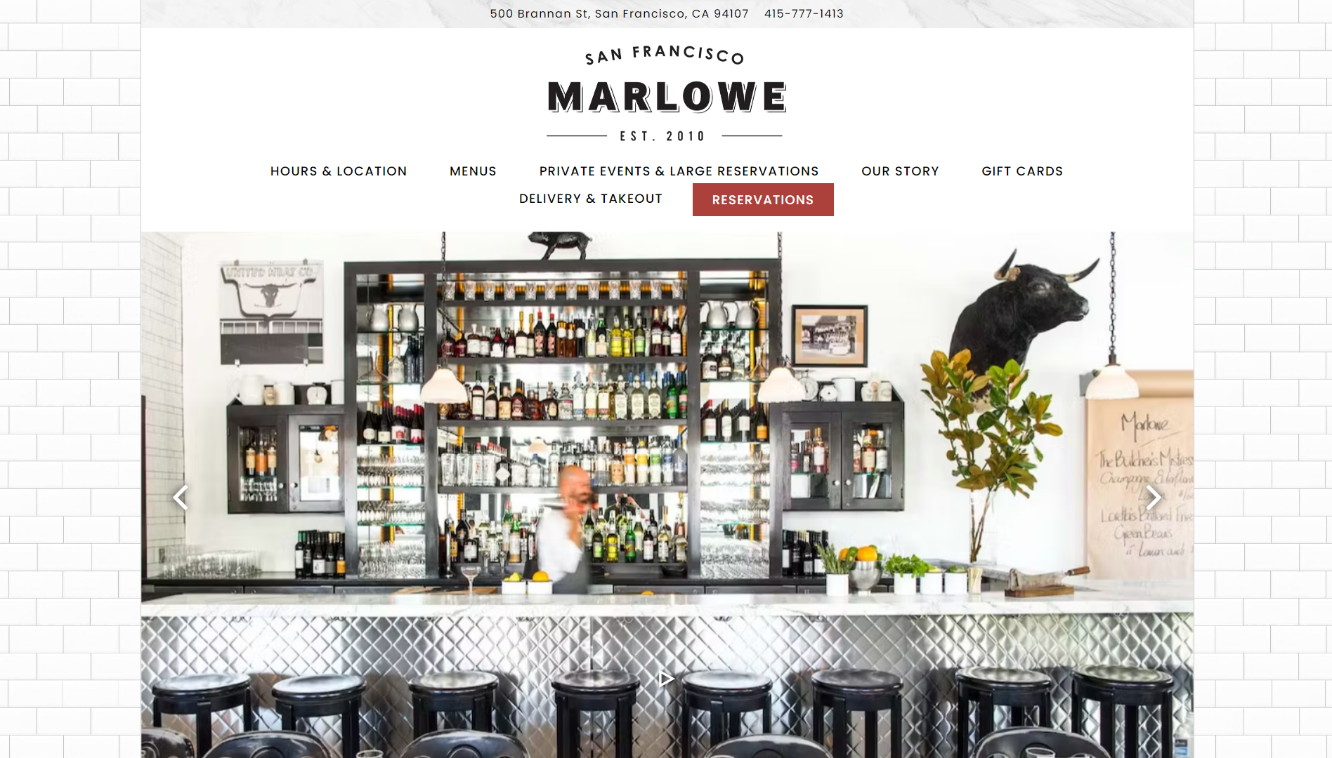 Marlowe Restaurant Website Example