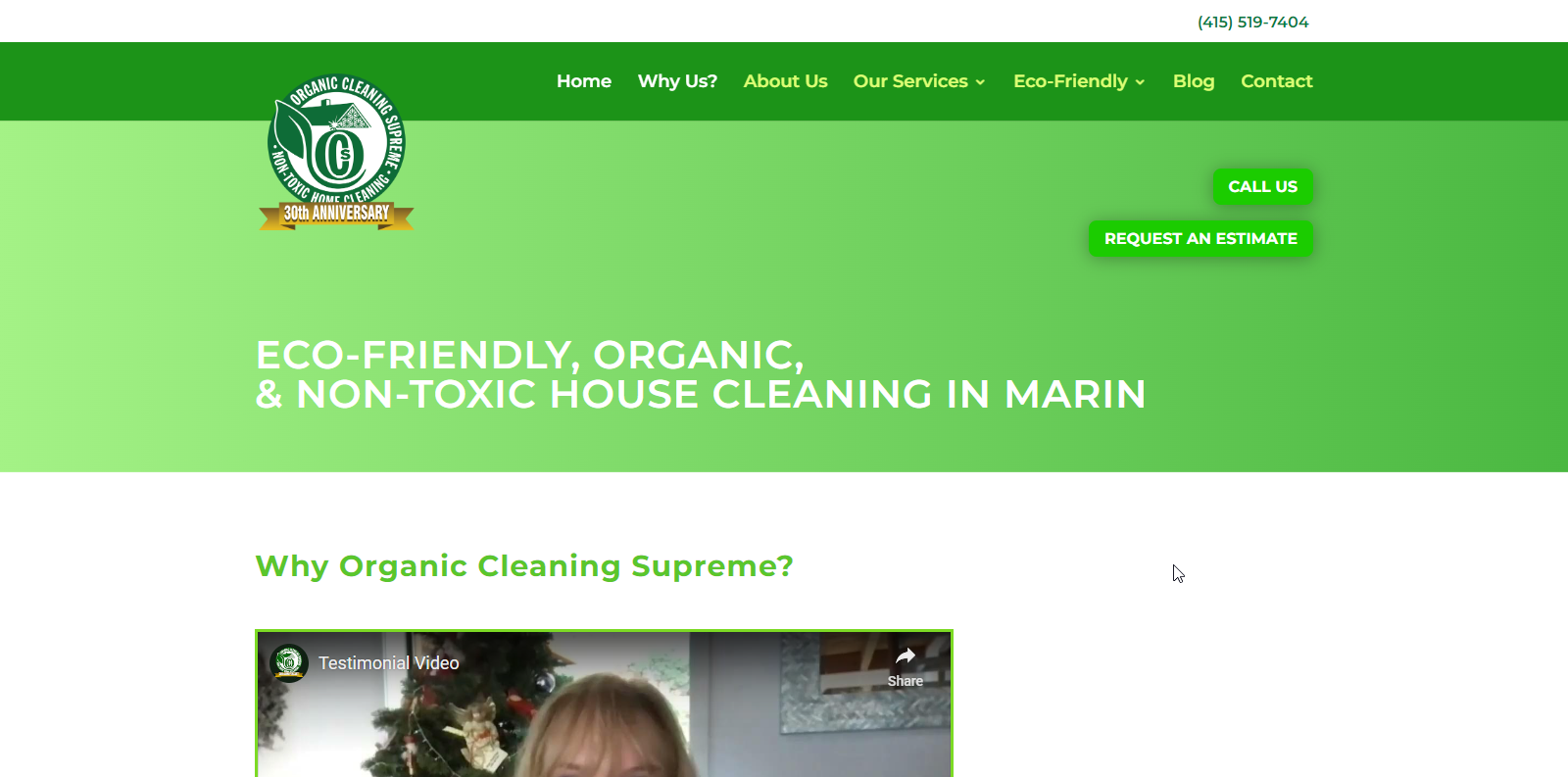 Organic Cleaning Supreme Cleaning Service Website Example