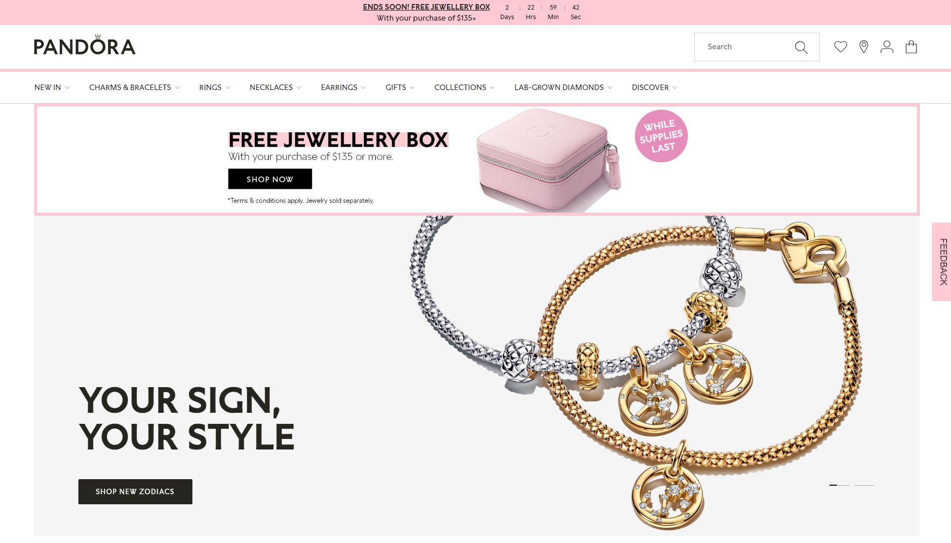 Pandora Jewelry Website Example