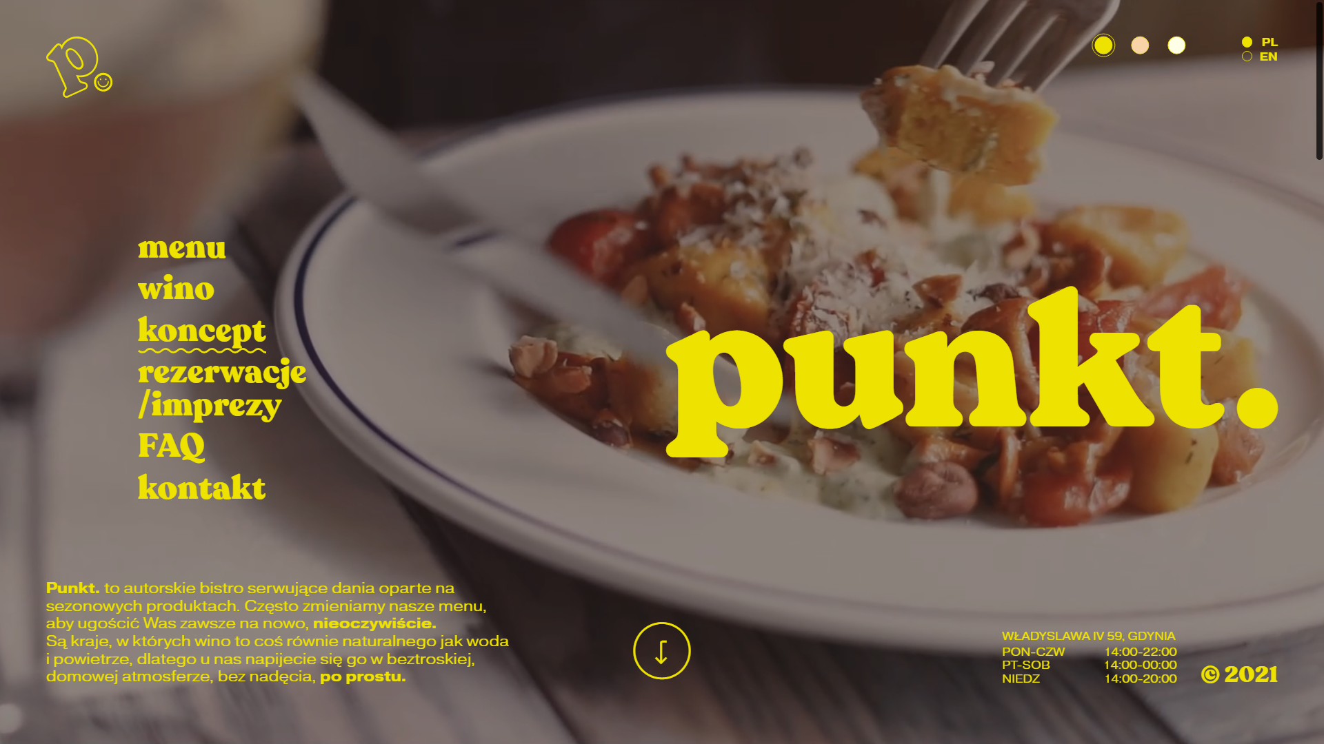 Punkt Restaurant Website Example