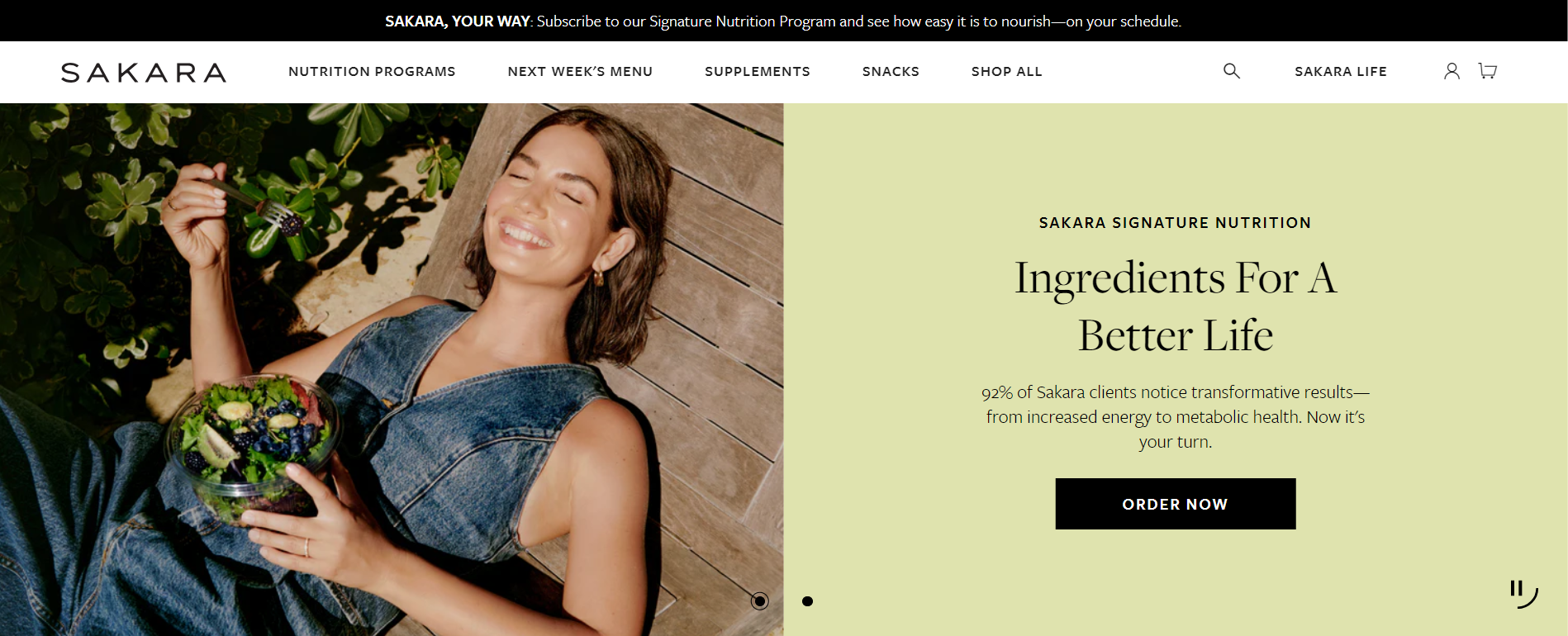 Sakara Food Website Example