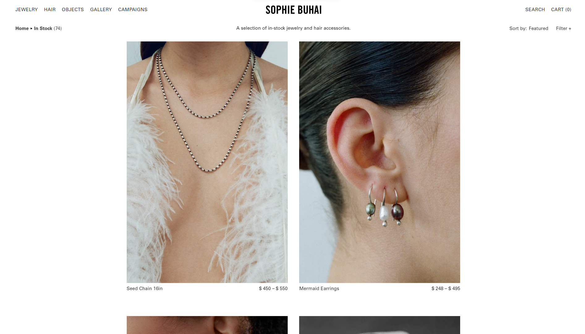 Sophie Buhai Jewelry Website Example