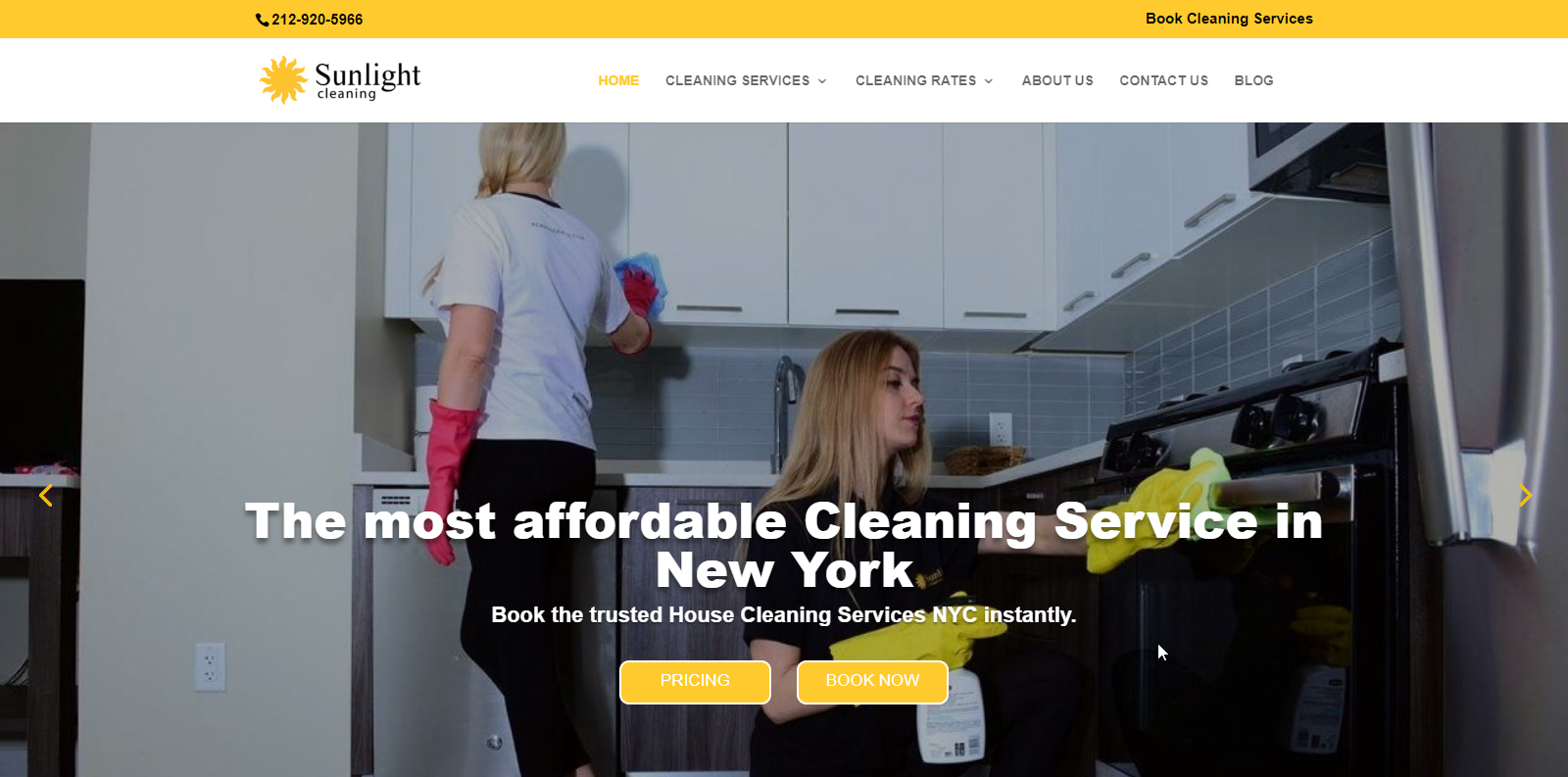 Sunlight Cleaning Service Website Example