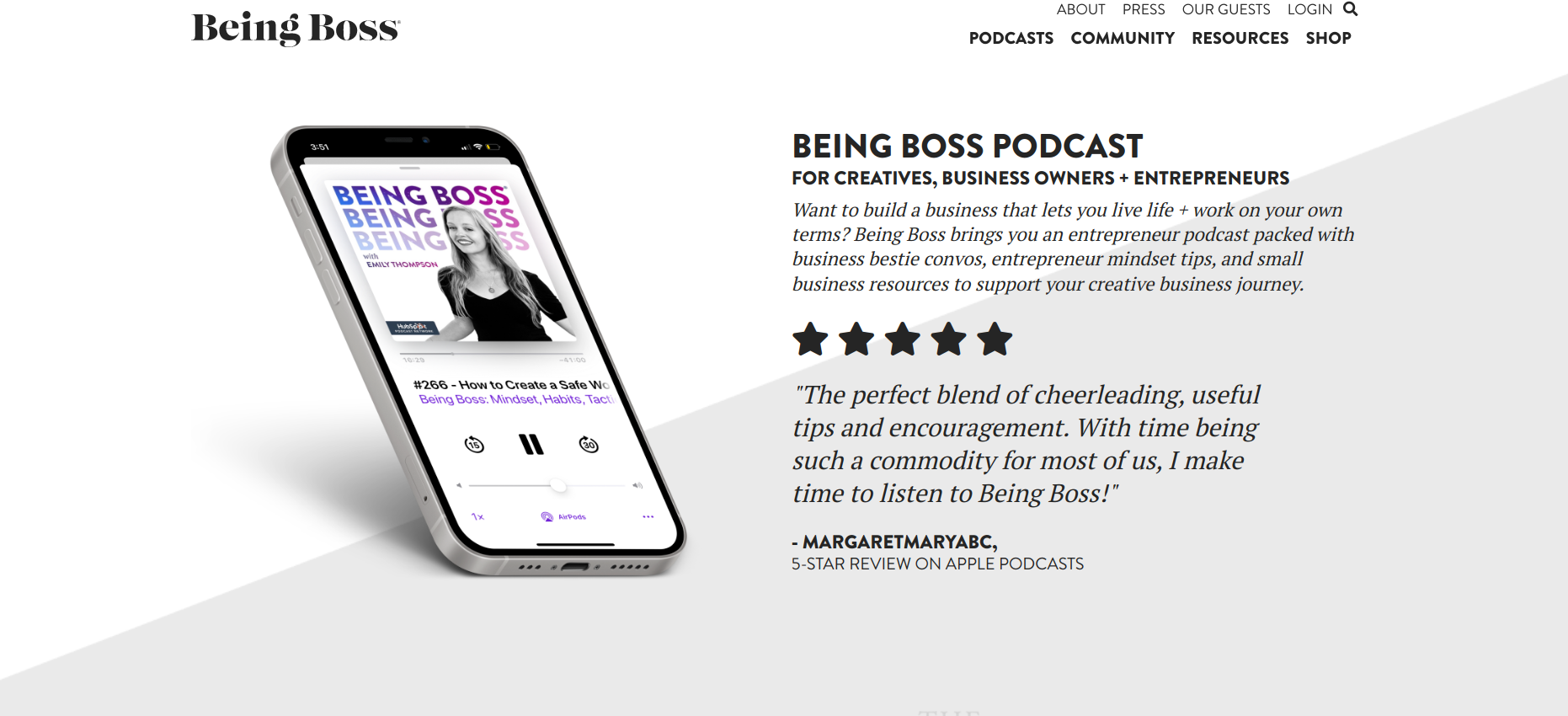 The Being Boss Podcast Website Example