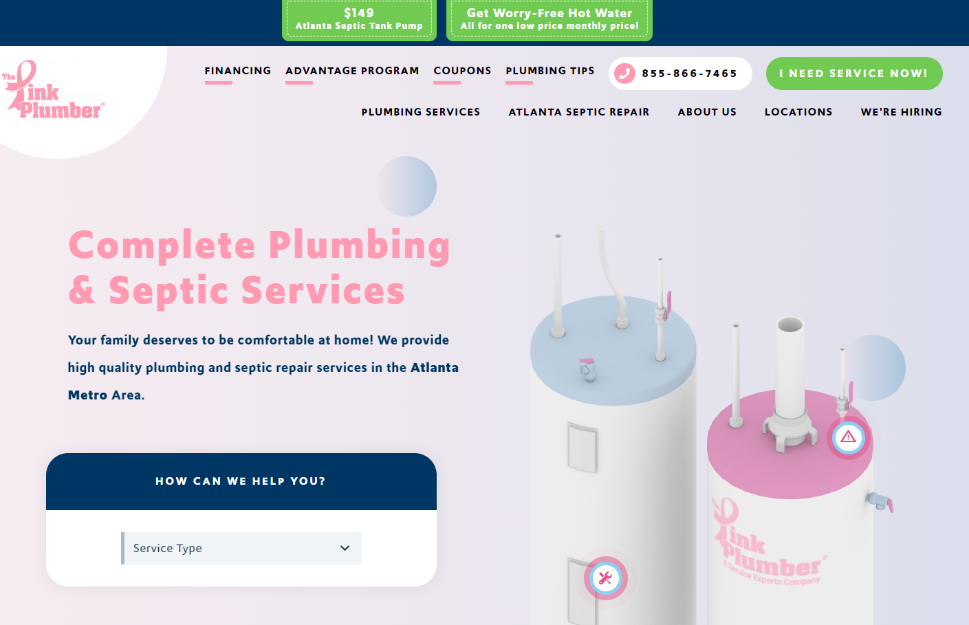 The Pink Plumber Plumbing Website Example