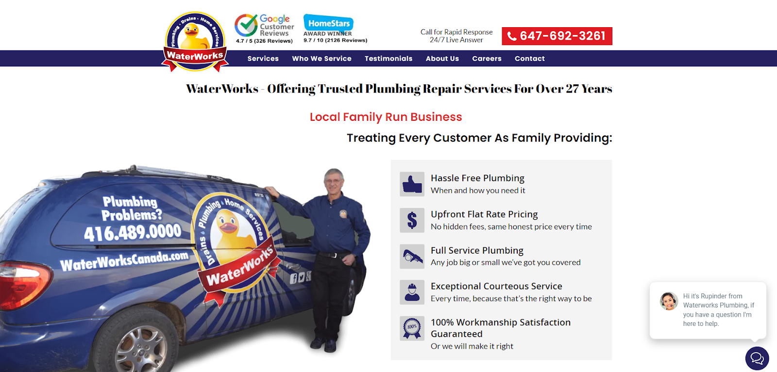 WaterWorks Canada Plumbing Website Example