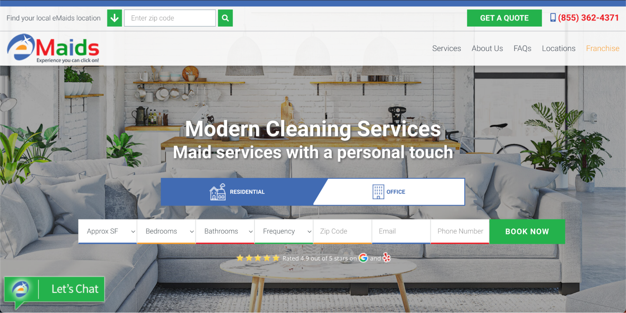 eMaids Cleaning Service Website Example