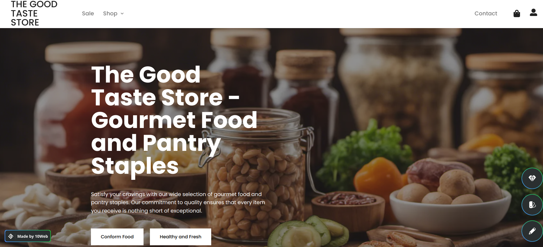 Food business website generated with 10Web AI Website Builder