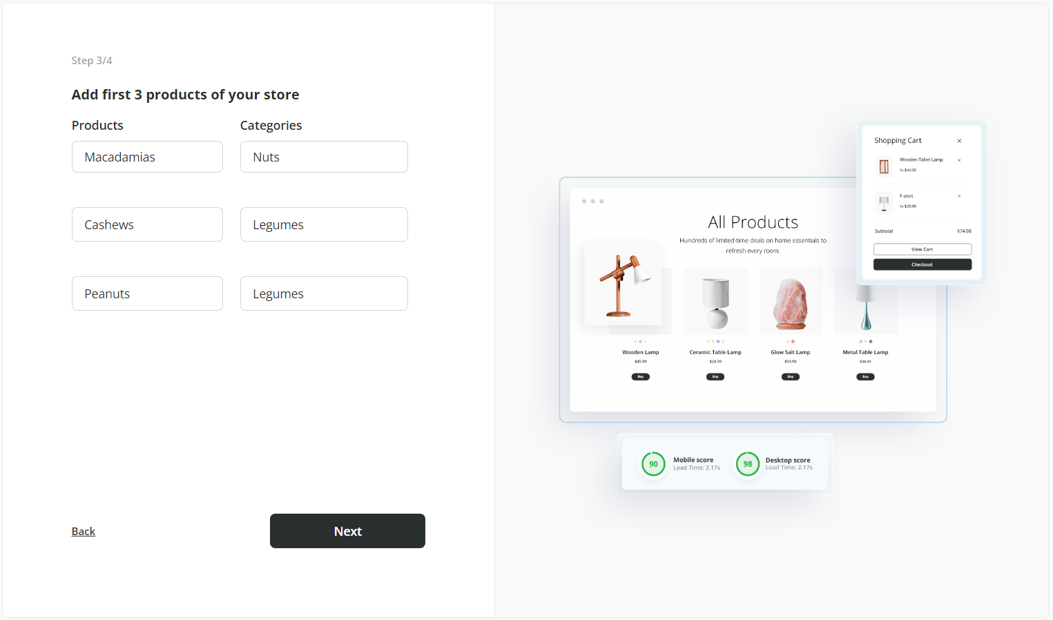 Providing products and categories in 10Web AI Website Builder