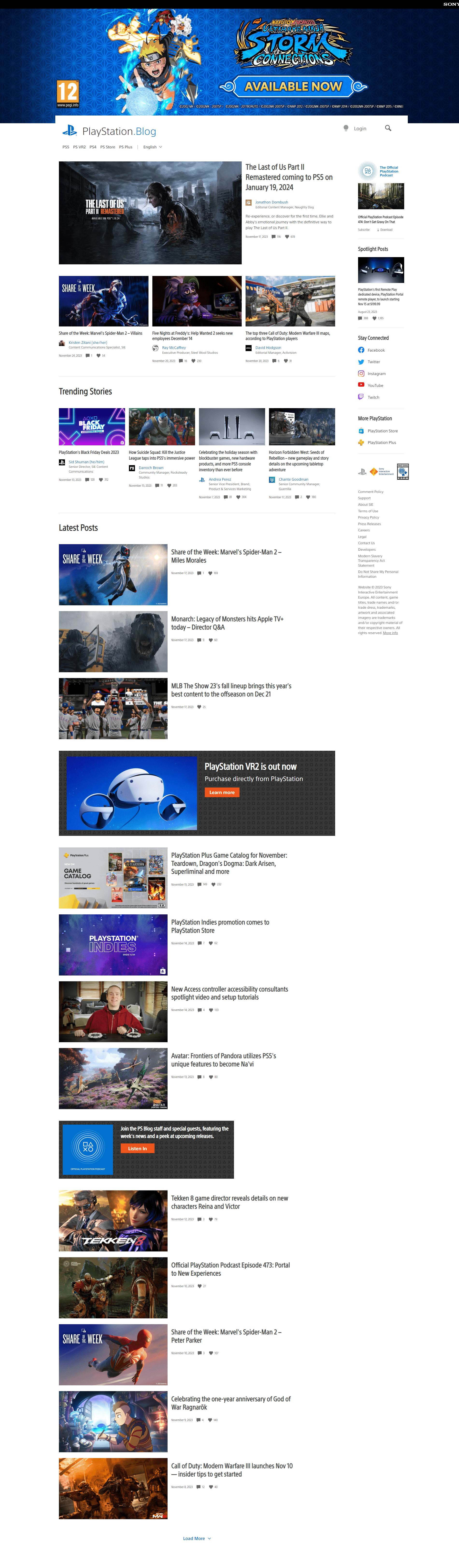 WordPress website examples, Playstation Blog