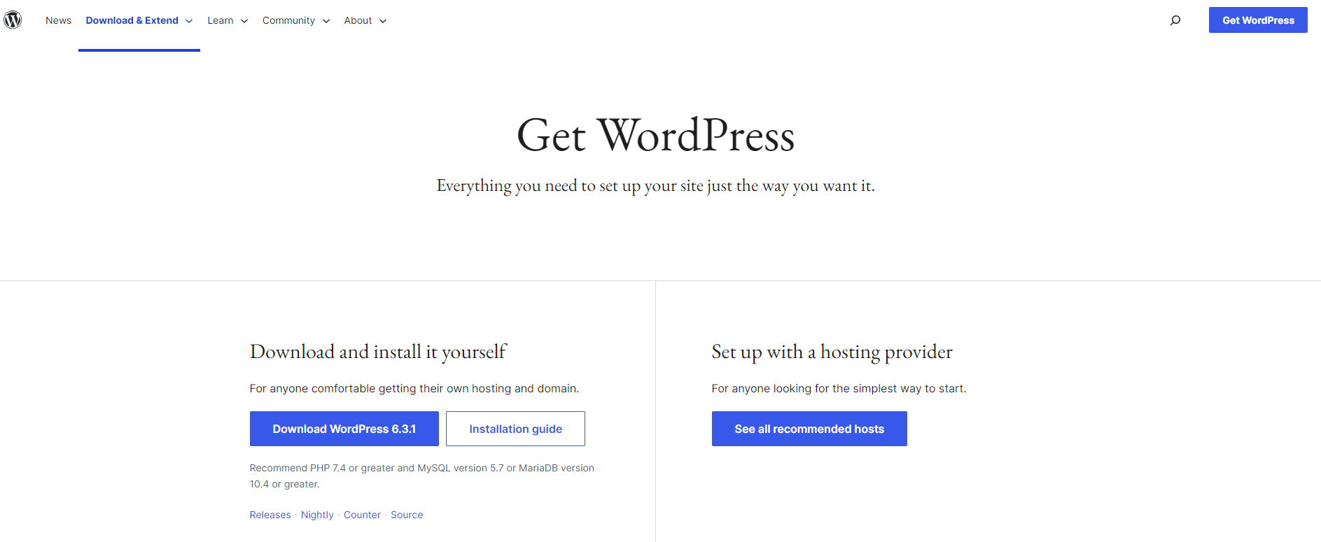 WordPress Homepage