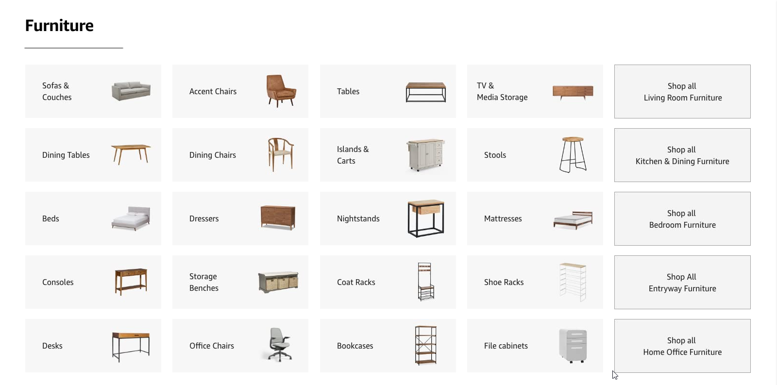 Furniture catalog on Amazon marketplace