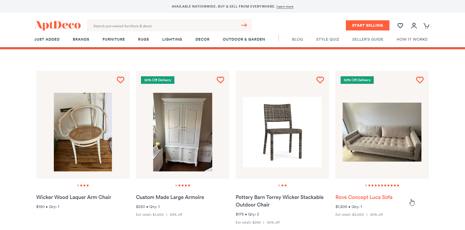 Furniture catalog on AptDeco