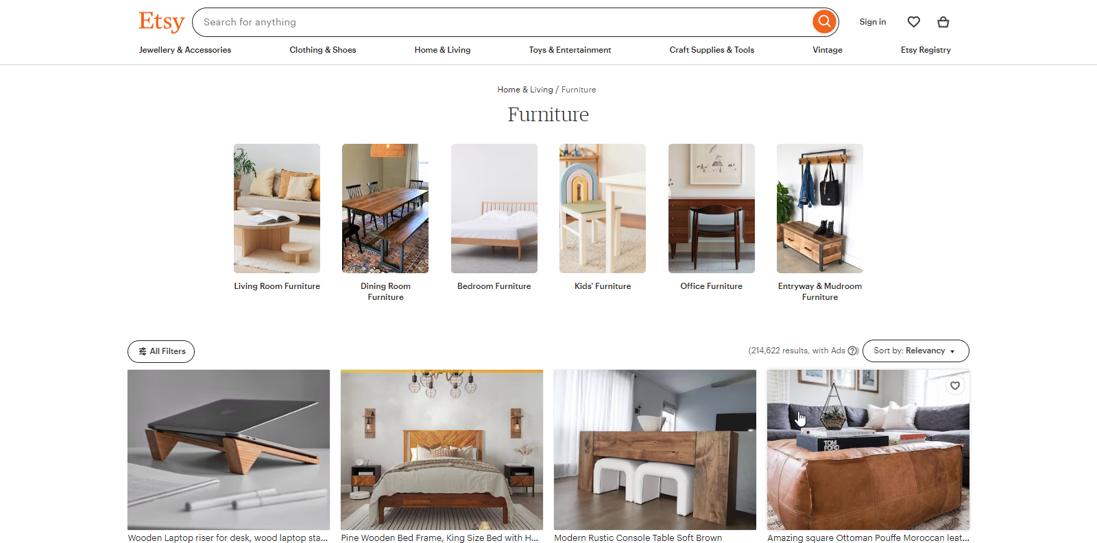 Furniture catalog on Etsy