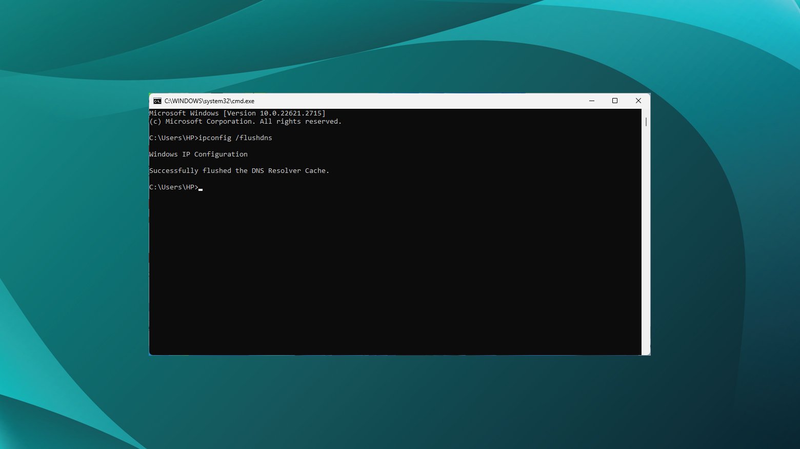 Windows command prompt with flushdns