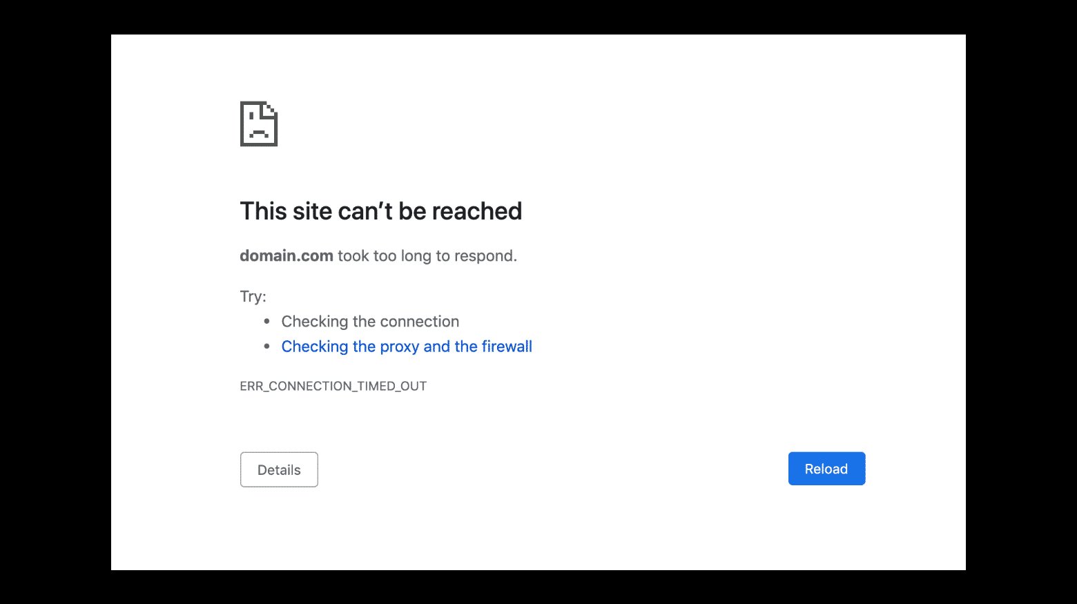 Chrome browser err connection lost error or this site can't be reached screen
