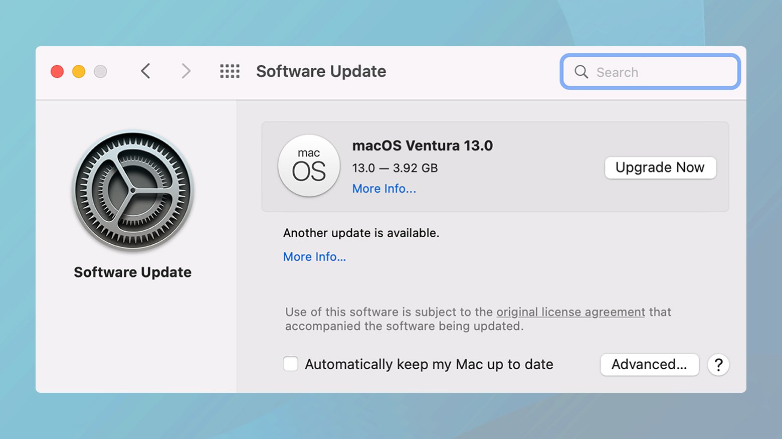 Mac system update window