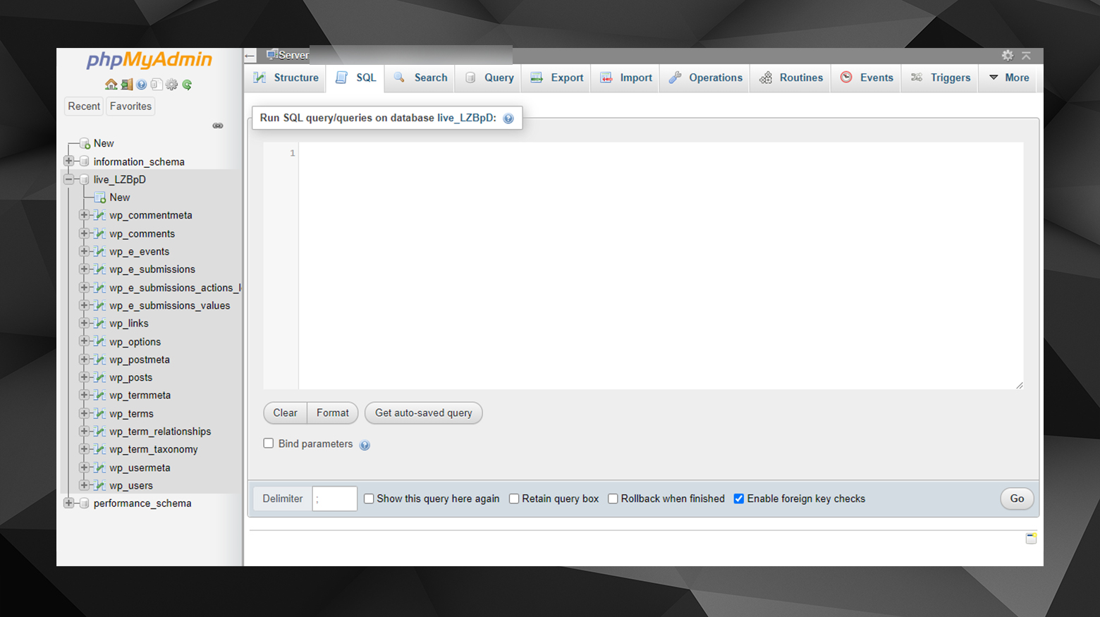 Comprobación de los cambios recientes en la base de datos mediante phpMyAdmin.