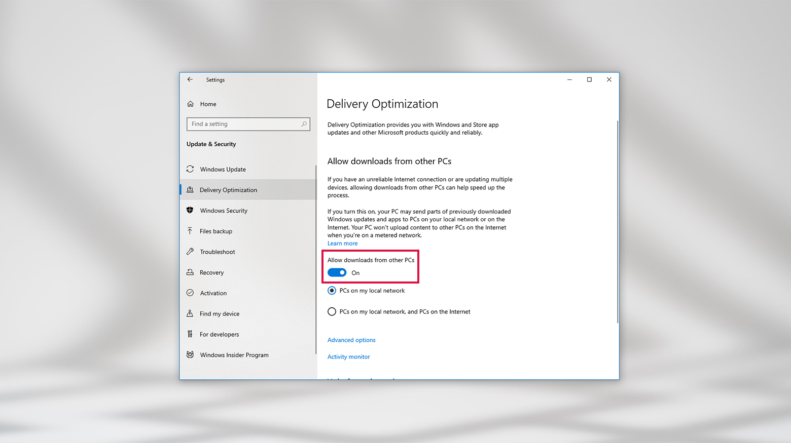 Desactivar la optimización de entrega para las actualizaciones de windows puede ayudar a solucionar los errores del servidor dns que no responde.