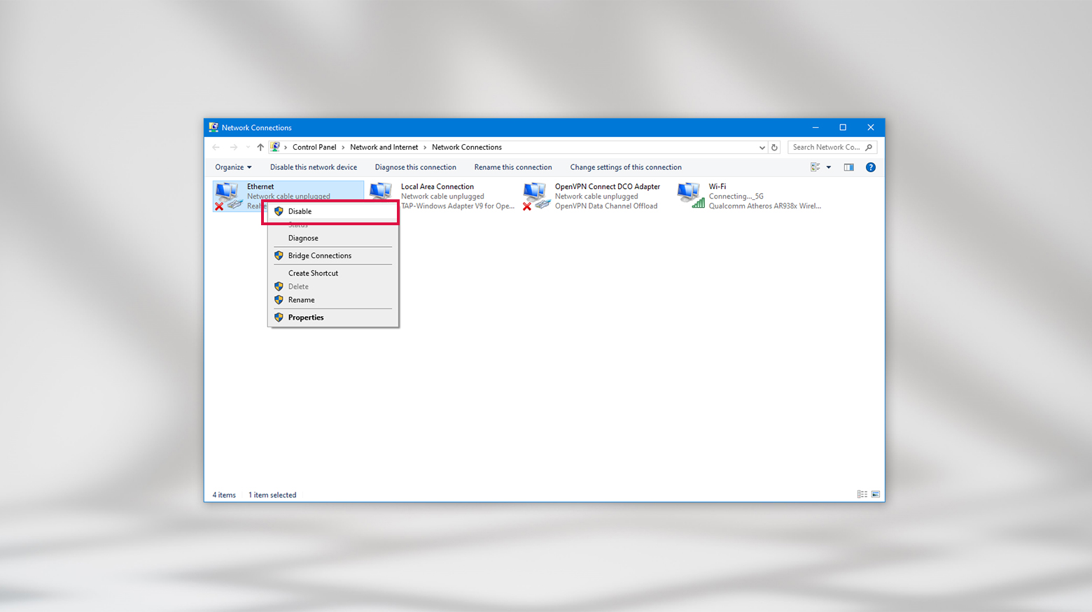 Desactiva las conexiones no utilizadas para solucionar los errores de servidor dns que no responde.
