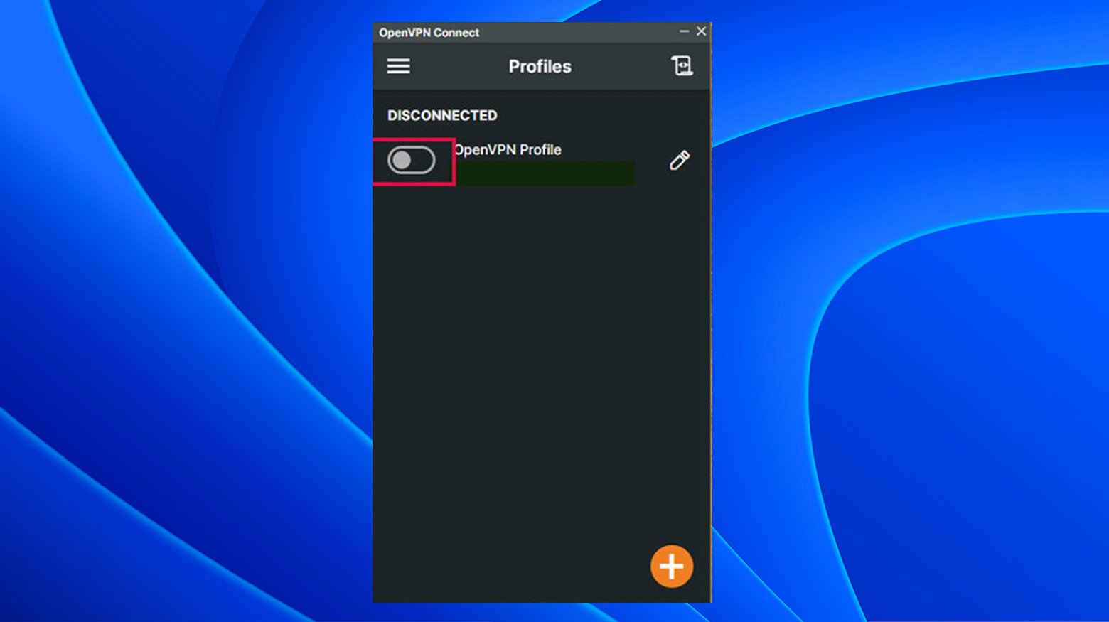 Desactivar la conexión VPN en OpenVPN.