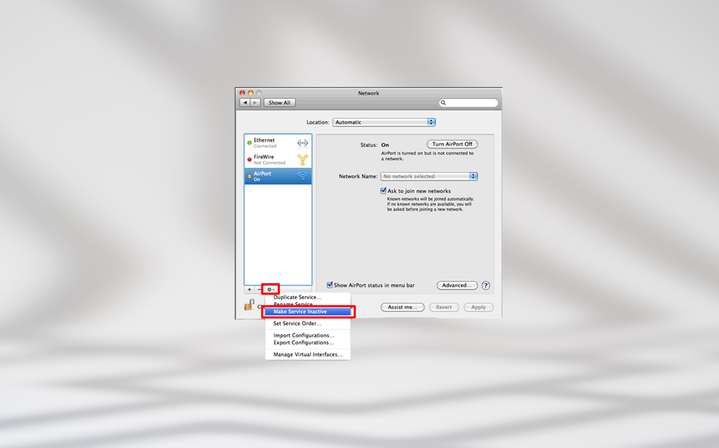 Desactivar las conexiones no utilizadas en macOS.