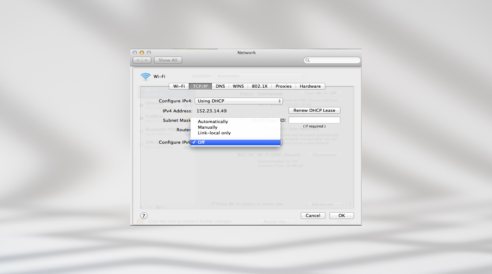 Desactivar IPv6 en un mac.