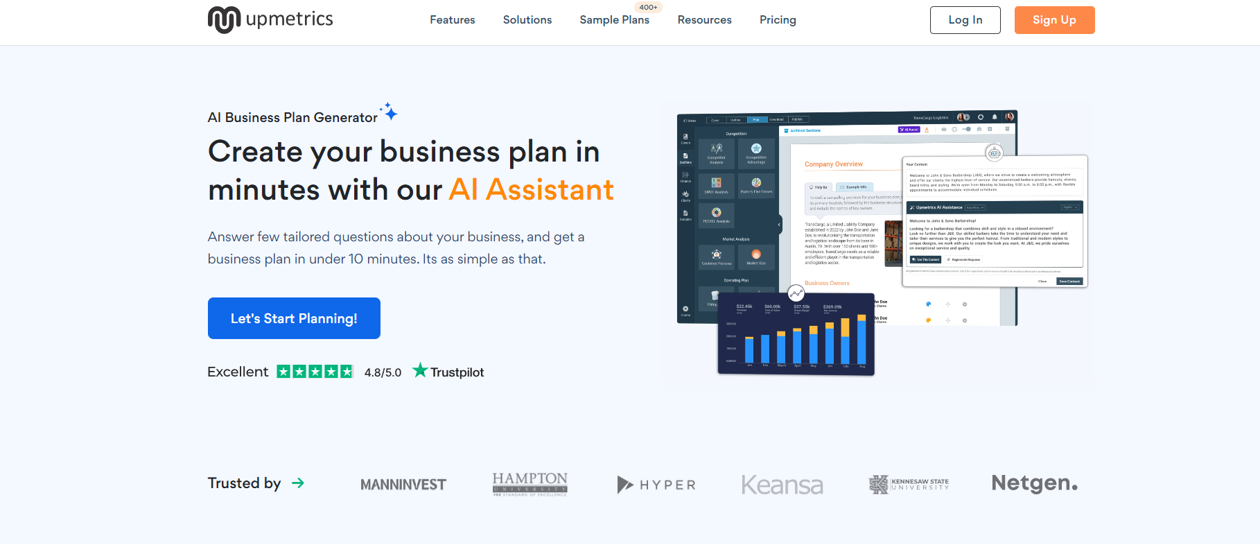 Upmetrics Business Plan Generator