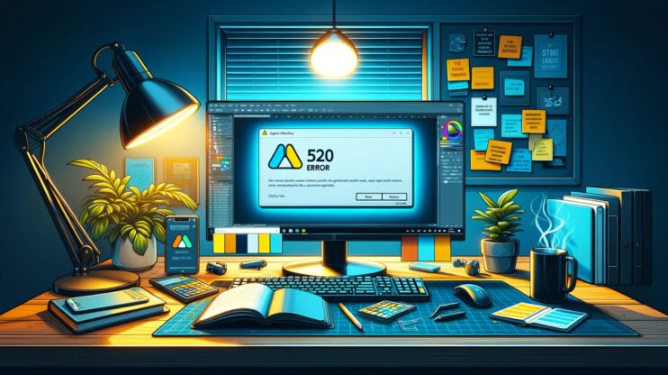 Desktop computer with the 520 error on the monitor