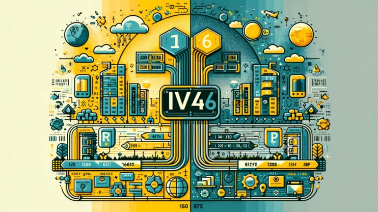 The two Internet Protocols ipv4 vs ipv6 depicted as doing the same thing but with differences in how they work.