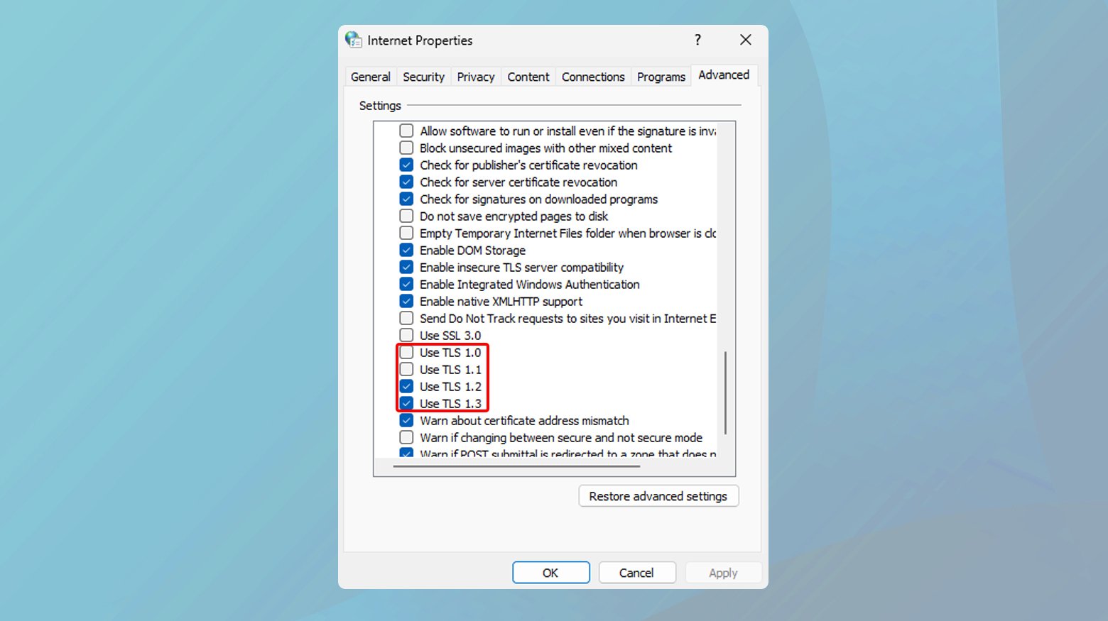 Internet properties TLS