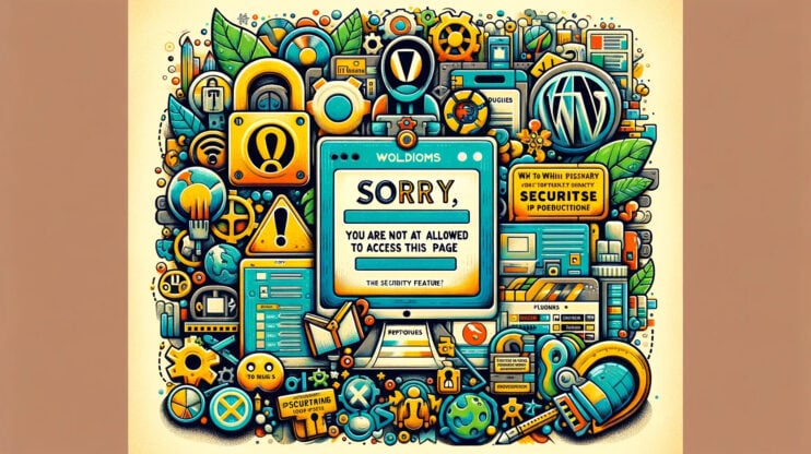 The Sorry, you are not allowed to access this page error depicted as an error message surrounded my padlocks and gears.