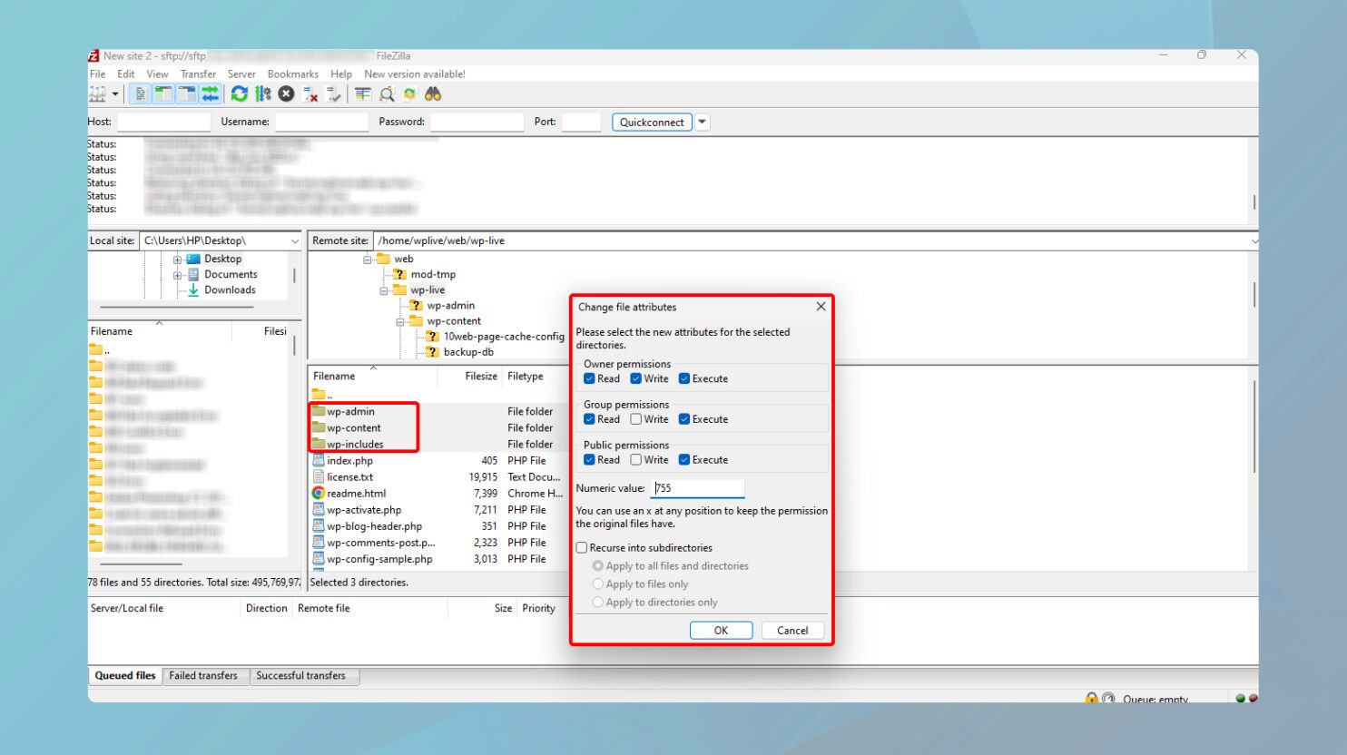 Installation failed could not create directory wordpress fix