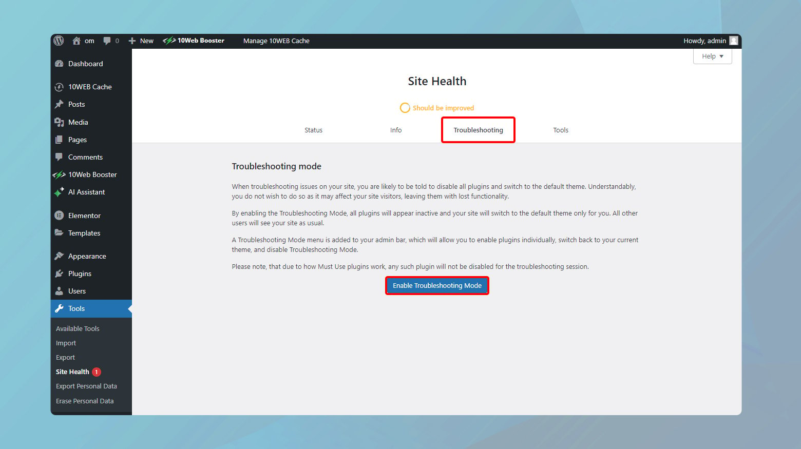 Health check and troubleshooting plugin