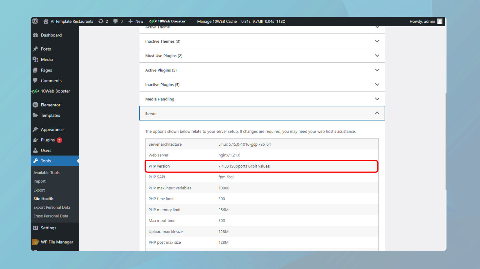 How to Update PHP in WordPress - 10Web