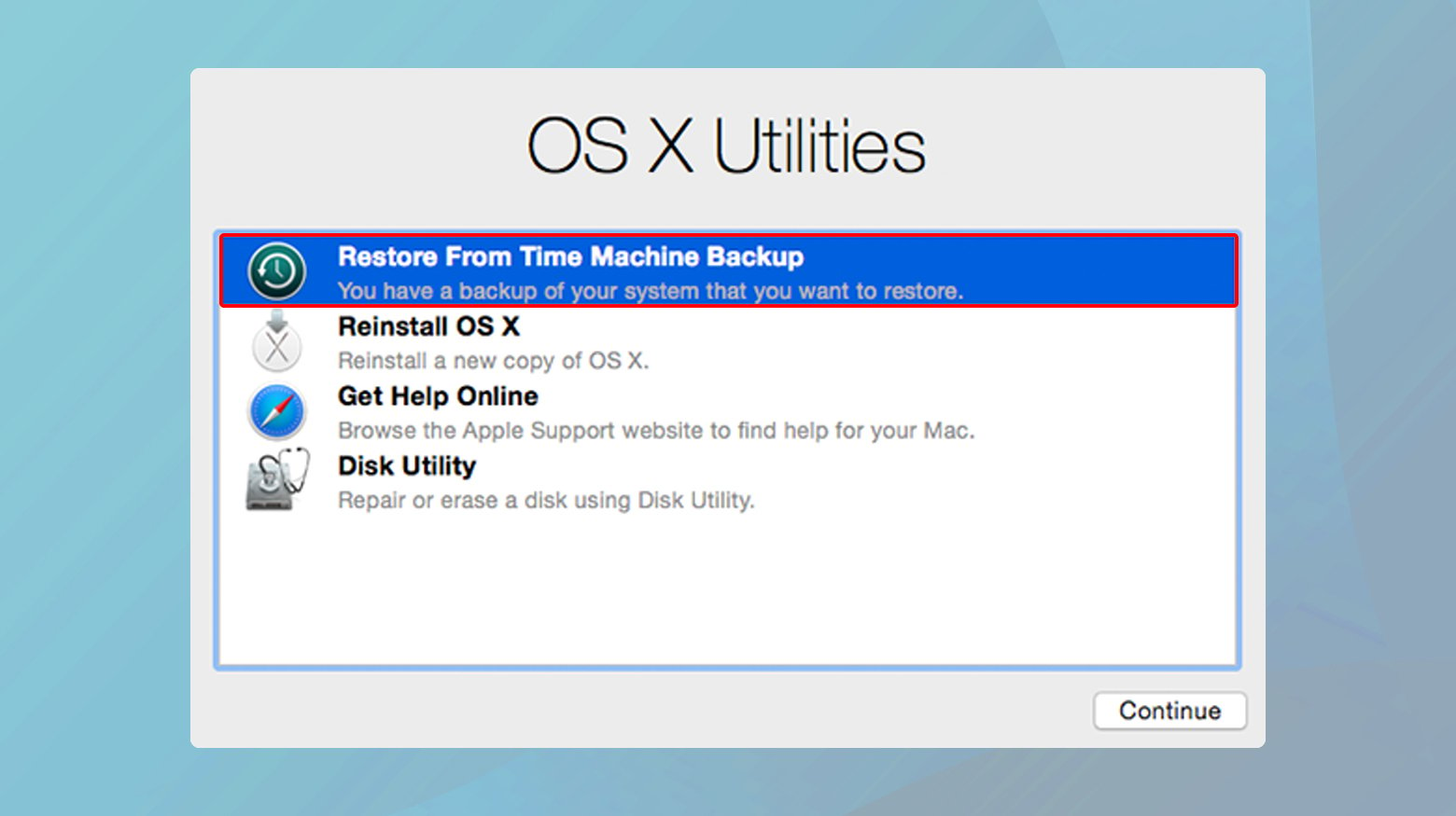 Restore from time machine Mac