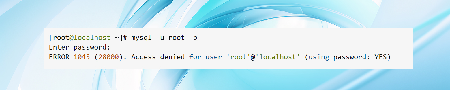 Error 1045 mysql as shown in command line.