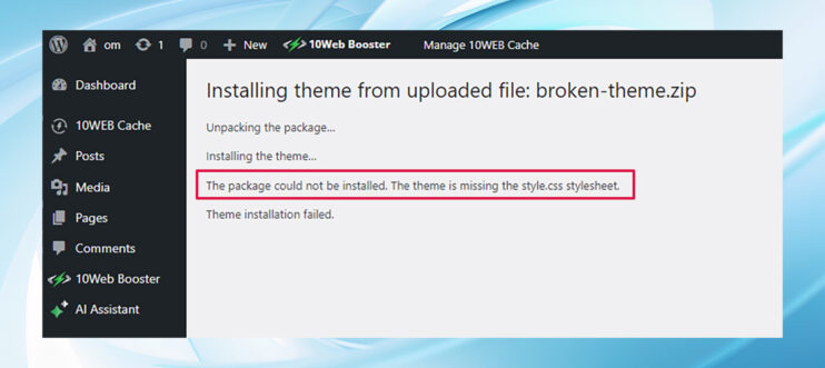 Theme Install Error: Missing style.css Fix