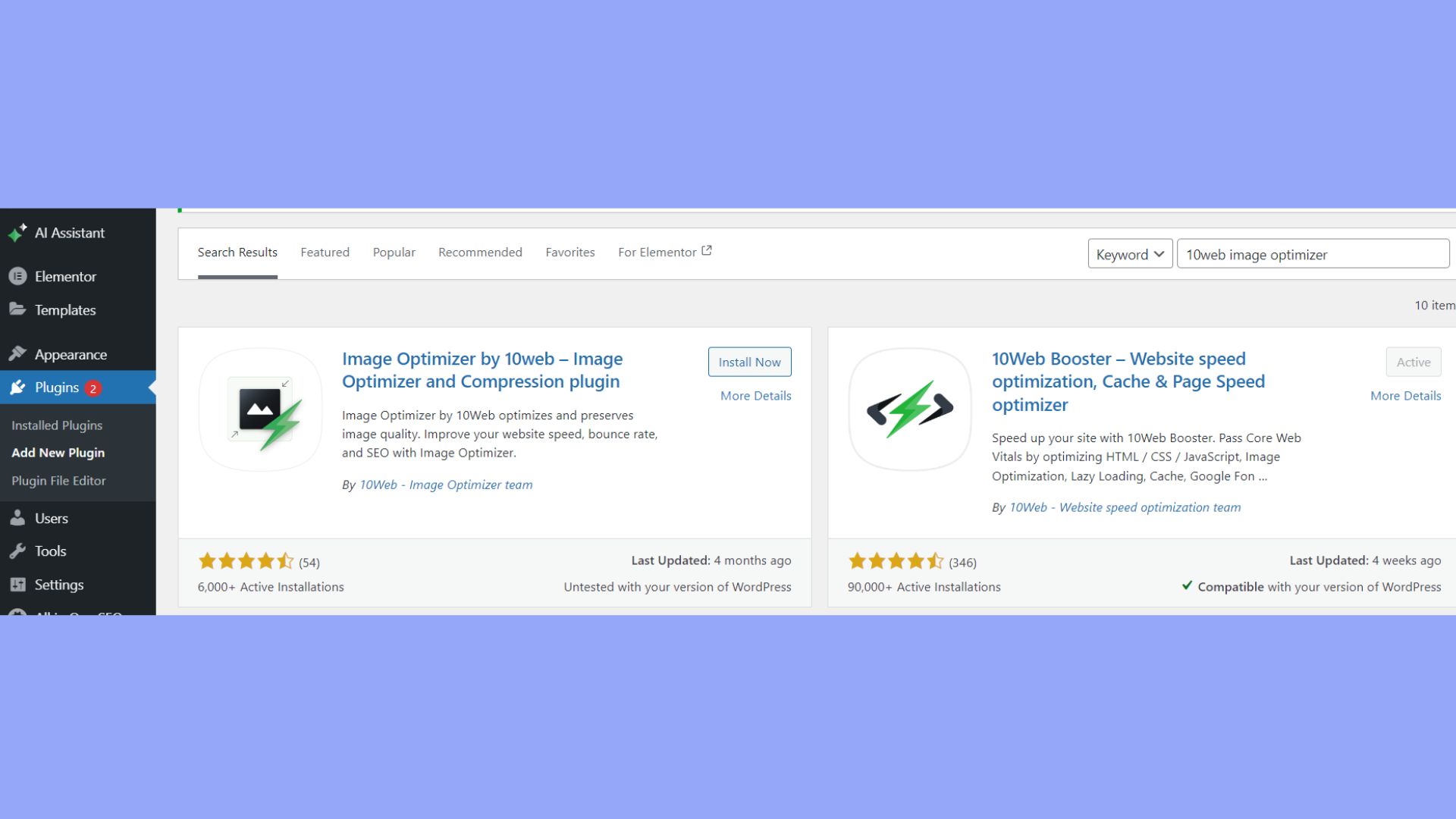 10Web Image Optimizer plugin
