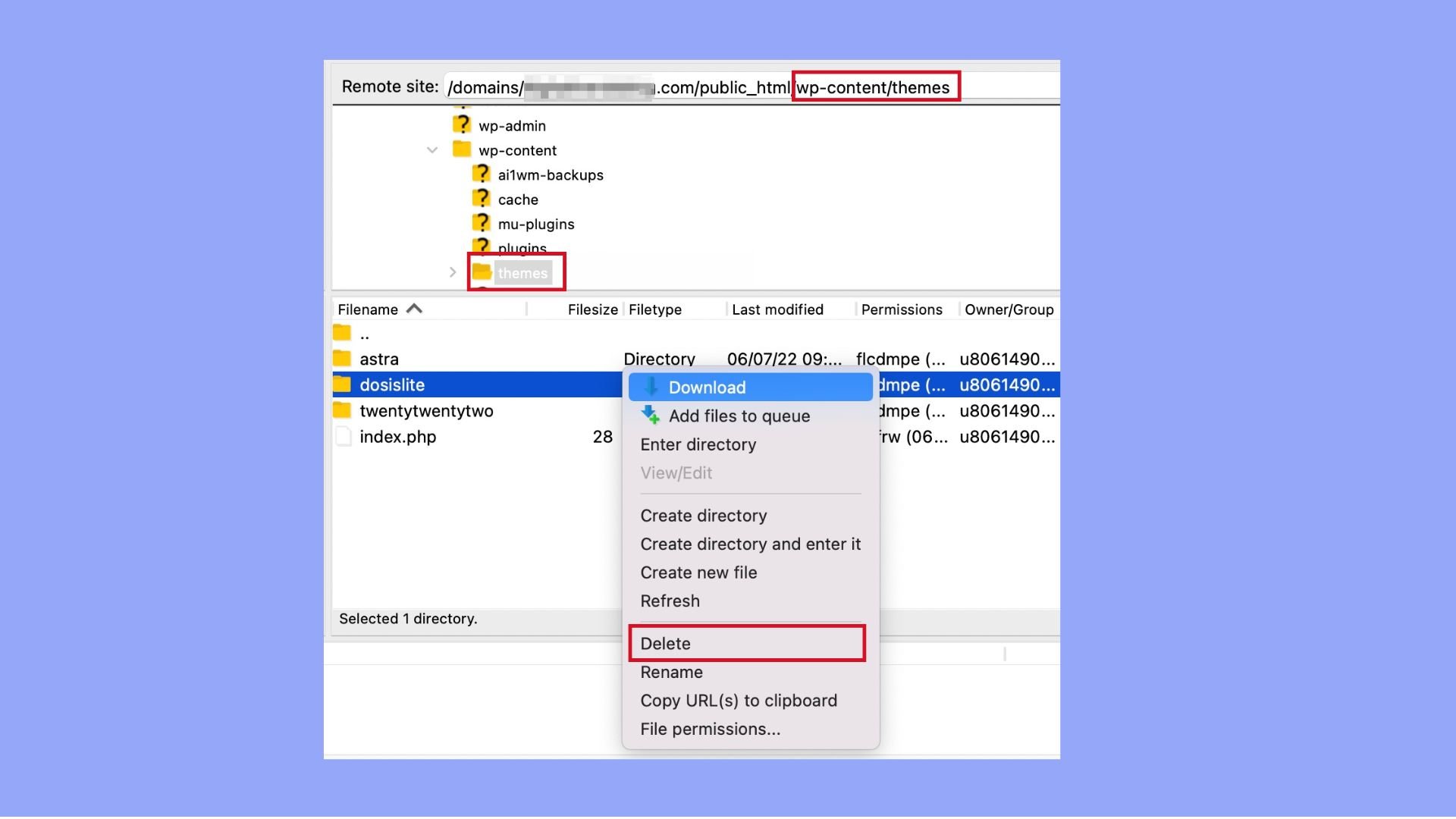 how to delete theme in wordpress