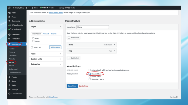 Añadir la página del blog a la navegación del sitio