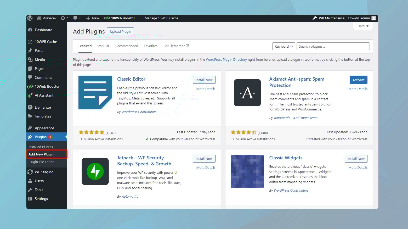 Añadir un plugin en WordPress.